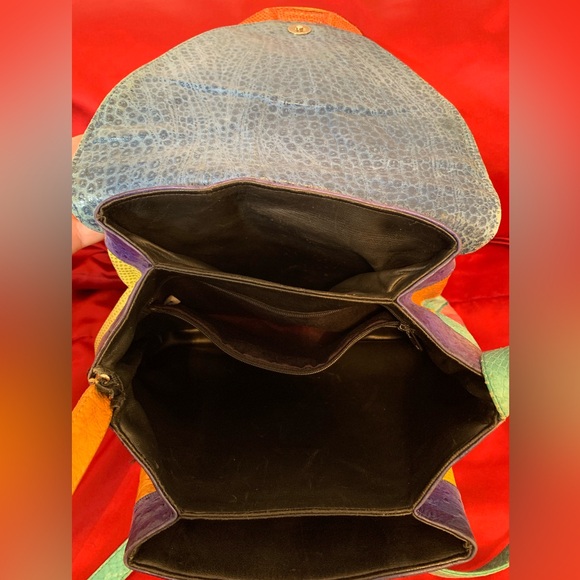 Sharif Vintage Leather Croc Patchwork Embossed 80s crossbody Bag - Picture 10 of 10